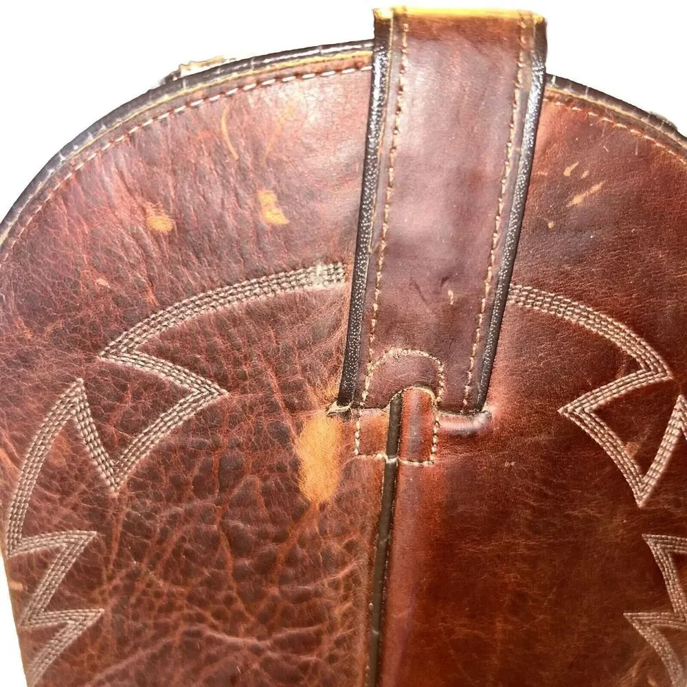 Vintage Made in USA Wrangler Brown Leather Western Boots Men's Size 10 D M9-8281